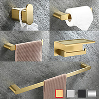 Bathroom Hardware Accessory Set -Towel Bar Toilet Paper Holder Robe Hook-Stainless Steel Low Carbon Steel Metal Wall Mounted