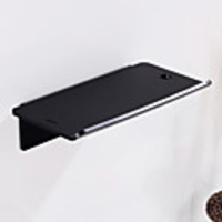 Bathroom Rack Single Black Toilet Paper Holder White Shower Shampoo Rack Corner Wall Mounted Punch Free Mobile Phone Holder