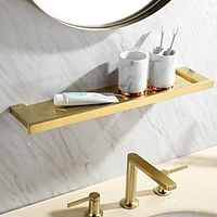 Bathroom Shelf Black / Golden Stainless Steel 1pc - Bathroom Single Wall Mounted