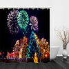 Bathroom Shower Curtain And Hook Rainbow Classic Polyester Christmas Christmas Tree Fireworks Bathroom Decorations
