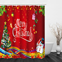 Bathroom Shower Curtain And Hook Rainbow Classic Polyester Cute Christmas Bathroom Decoration Merry Christmas Snowman