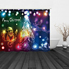 Bathroom Shower Curtain And Hook Rainbow Classic Polyester Material Christmas Lights Festive Christmas Bathroom Decoration