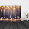 Bathroom Shower Curtain And Hook Rainbow Classic Polyester Material Christmas Lights Wooden Shower Curtain