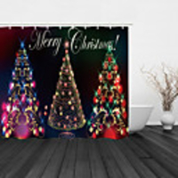 Bathroom Shower Curtain And Hook Rainbow Classic Polyester Material Colorful Christmas Tree Festive Bathroom Christmas Decoration