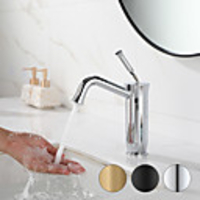 Bathroom Sink Faucet - Chrome / Black / Brushed Gold Centerset Single Handle One HoleBath Taps Wash Room Vanity Vessel Sink Deck Mounted Basin Faucet