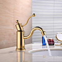 Bathroom Sink Faucet - Chrome / Gold Basin Faucet Centerset Single Handle One Hole Deck Mounted Bath Vainty Vessel Sink Mixer Taps