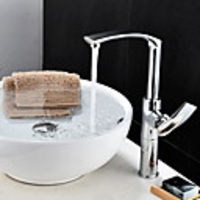 Bathroom Sink Faucet - Cool / Standard Electroplated Mount Outside Single Handle One HoleBath Taps / Brass