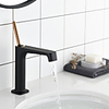 Bathroom Sink Faucet - Hot Cold Single Lever Deck Mounted Black Wash Basin Faucet Shower Room Electroplated Centerset Single Handle One Hole Bath Toilet Vessel Sink Mixer Taps