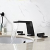 Bathroom Sink Faucet - Luxury Vanity Widespread Black Basin Faucet Deck Mounted Vessel Sink Hot Cold Water Mixer Tap Two Handles Three Holes Bath Taps