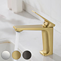 Bathroom Sink Faucet - Modern Chrome / Gun Color / Brushed Gold Basin Faucet Centerset Single Handle One Hole Deck Mounted Vessel Sink Water Mixer Tap Bath Vanity Taps