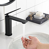 Bathroom Sink Faucet - New Design Hot Cold Single Lever Deck Mounted Black Wash Basin Faucet Shower Room Electroplated Centerset Single Handle One Hole Bath Toilet Vessel Sink Mixer Taps