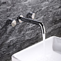 Bathroom Sink Faucet - Premium Design Chrome Wall Installation Two Handles Three HolesBath Taps