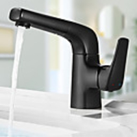 Bathroom Sink Faucet - Pullout Spray Black Centerset Single Handle One HoleBath Taps