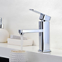 Bathroom Sink Faucet - Rain Shower Chrome Centerset Single Handle One Hole