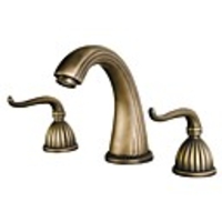 Bathroom Sink Faucet - Retro Vintage Widespread Antique Brass Widespread Three Holes / Two Handles Three HolesBath Taps