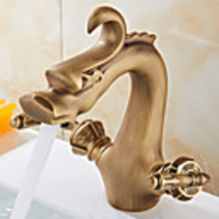 Bathroom Sink Faucet - Standard Antique Brass Deck Mounted One HoleBath Taps