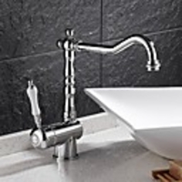 Bathroom Sink Faucet - Standard Chrome Mount Outside Single Handle One HoleBath Taps / Brass