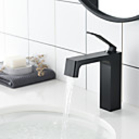 Bathroom Sink Faucet - Unique Hot Cold Single Lever Deck Mounted Black Wash Basin Faucet Shower Room Centerset Single Handle One Hole Bath Toilet Vessel Sink Mixer Taps