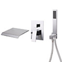 Bathroom Sink Faucet - Wall Mount / Waterfall / Widespread Chrome Widespread Single Handle Three HolesBath Taps
