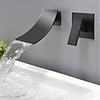 Bathroom Sink Faucet - Wall Mount / Waterfall Black Wall Mounted Single Handle Two HolesBath Taps / Brass