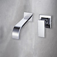 Bathroom Sink Faucet - Wall Mount / Waterfall Chrome Wall Mounted Single Handle Two HolesBath Taps