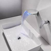 Bathroom Sink Faucet - Wall Mount / Waterfall Chrome Wall Mounted Single Handle Two HolesBath Taps