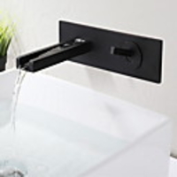 Bathroom Sink Faucet - Wall Mount / Waterfall Electroplated / Brushed Gold Wall Mounted Single Handle Two HolesBath Taps