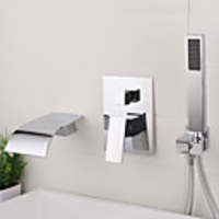 Bathroom Sink Faucet - Wall Mount / Widespread Electroplated Widespread Single Handle Three HolesBath Taps