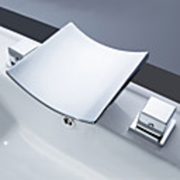 Bathroom Sink Faucet - Waterfall / Widespread / LED Chrome Widespread Two Handles Three HolesBath Taps
