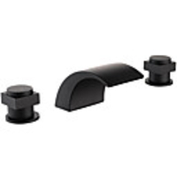 Bathroom Sink Faucet - Waterfall / Widespread / Premium Design Black Deck Mounted Two Handles Three HolesBath Taps