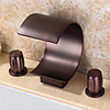 Bathroom Sink Faucet - Waterfall / Widespread Oil-rubbed Bronze Widespread Two Handles Three HolesBath Taps / Brass