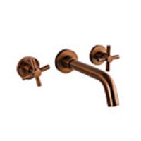 Bathroom Sink Faucet - Waterfall / Widespread Rose Gold Wall Mounted Two Handles Three HolesBath Taps