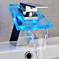 Bathroom Sink Faucet - Waterfall Chrome Centerset One Hole / Single Handle One Hole / Brass