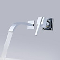 Bathroom Sink Faucet - Waterfall Chrome Wall Mounted Single Handle Two HolesBath Taps