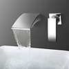 Bathroom Sink Faucet - Waterfall Chrome Wall Mounted Single Handle Two HolesBath Taps