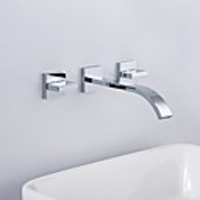 Bathroom Sink Faucet - Waterfall Chrome Wall Mounted Two Handles Three HolesBath Taps