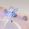 Bathroom Sink Faucet - Waterfall Chrome Widespread Two Handles Three HolesBath Taps / Brass
