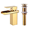 Bathroom Sink Faucet - Waterfall Gold Centerset Single Handle One HoleBath Taps