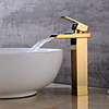 Bathroom Sink Faucet - Waterfall Gold Centerset Single Handle One HoleBath Taps