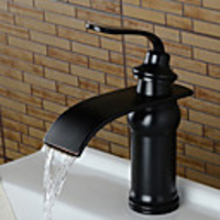 Bathroom Sink Faucet - Waterfall Oil-rubbed Bronze Widespread Single Handle One HoleBath Taps / Brass