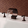 Bathroom Sink Faucet - Waterfall Oil-rubbed Bronze Widespread Two Handles Three HolesBath Taps