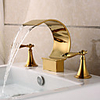 Bathroom Sink Faucet - Waterfall Ti-PVD Widespread Two Handles Three HolesBath Taps