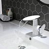 Bathroom Sink Faucet - White and Chrome Basin Faucet Waterfall Painted Finishes Centerset Single Handle One Hole Bath Vanity Vessel Sink Mixer Taps for Hotel / Home Shower Room