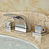 Bathroom Sink Faucet - Widespread / Waterfall Chrome Deck Mounted Two Handles Three HolesBath Taps