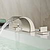 Bathroom Sink Faucet - Widespread / Waterfall Nickel Brushed Deck Mounted Two Handles Three HolesBath Taps
