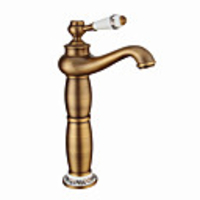 Bathroom Sink Faucet - Widespread Antique Copper / Gold / Electroplated Centerset Single Handle Four HolesBath Taps