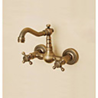 Bathroom Sink Faucet - Widespread Antique Copper Wall Mounted Two Holes / Two Handles Three HolesBath Taps