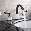 Bathroom Sink Faucet - Widespread Antique Copper Widespread Two Handles Three Holes