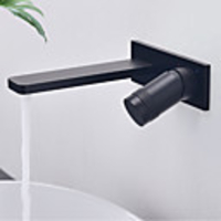 Bathroom Sink Faucet - Widespread Black Wall Mounted Single Handle Two HolesBath Taps