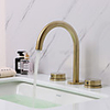 Bathroom Sink Faucet - Widespread Brushed Gold Widespread Two Handles Three HolesBath Taps